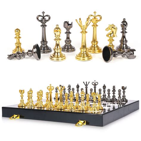 Metal Chess Set and Checkers Game Set 15 inch (2 